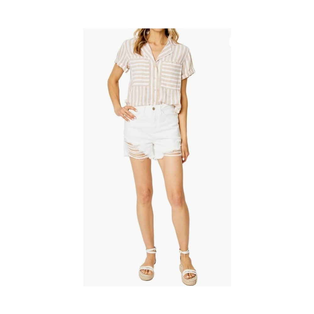 Judy Blue High Waist Rigid Magic Destroy White XL Jb150264